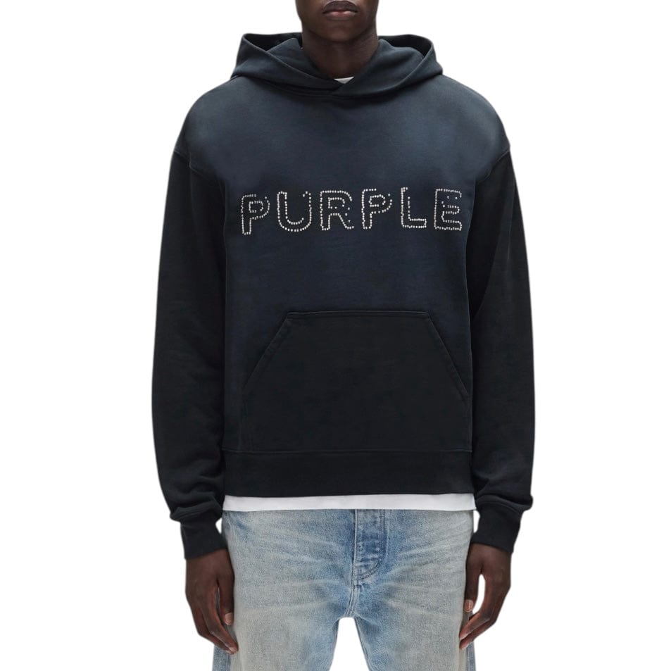 Purple Brand Studded Wordmark Hoodie (Black Beauty) P447-FTBW425