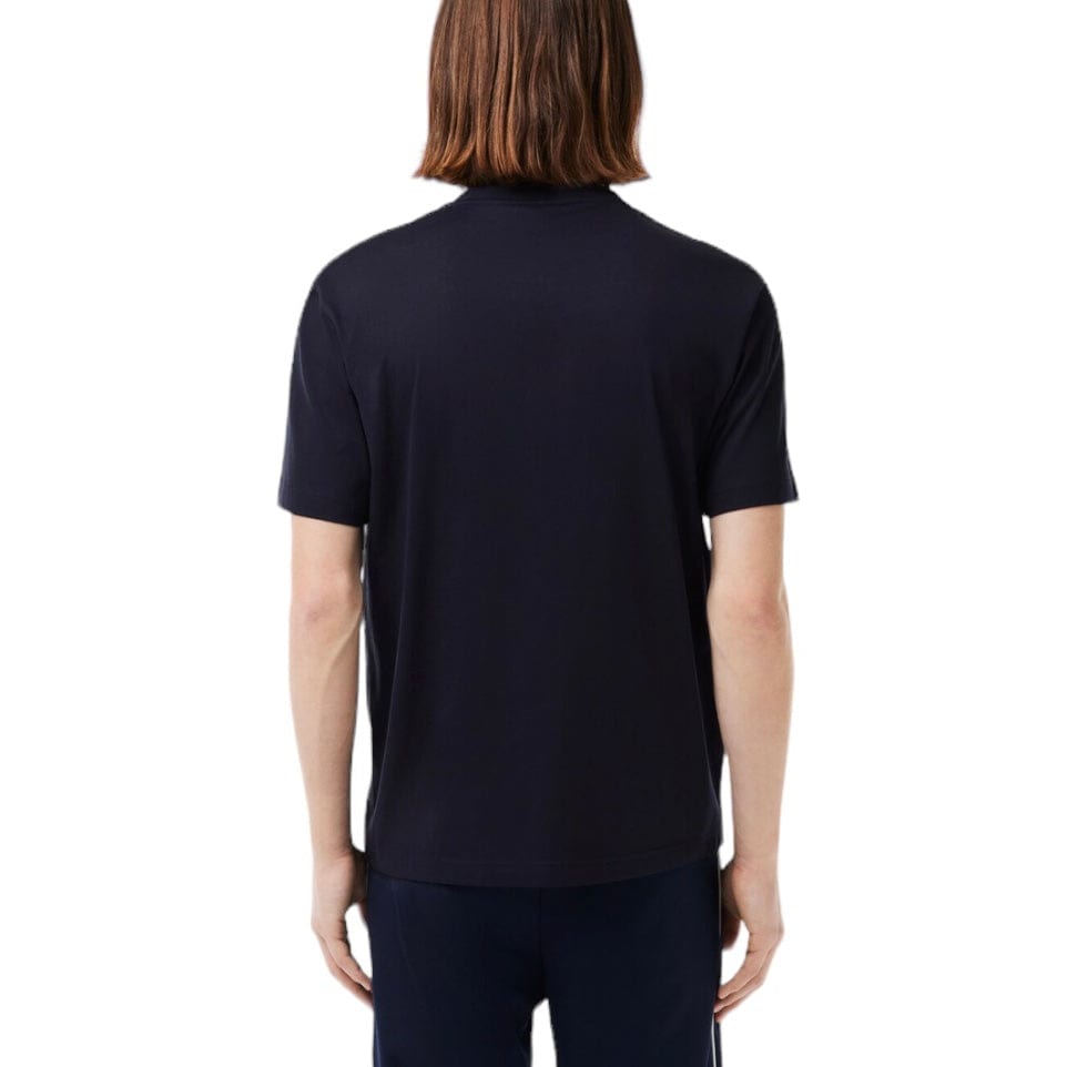 Lacoste Cotton Contrast Print & Badge Tee (Navy Blue) TH7411-51