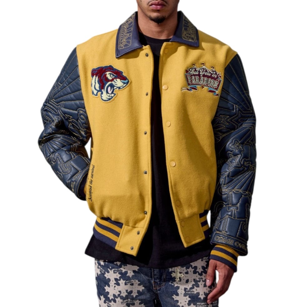 See You In Paradise Smoke & Mirrors Varsity Jacket (Mustard) 91667