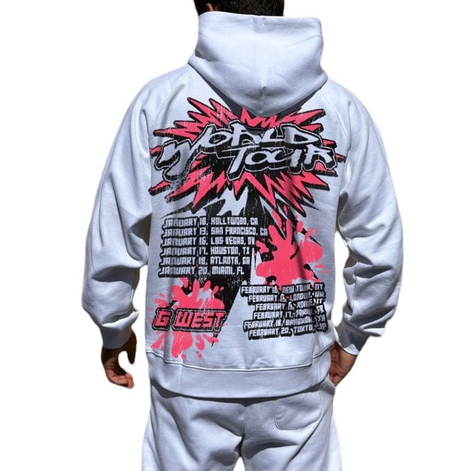 G West World Tour Hoodie (White/Pink)