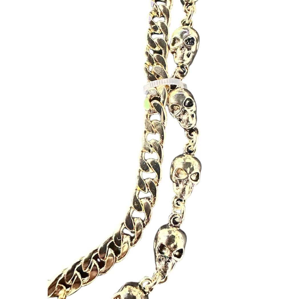 Jewelry Essentials Skull x Cuban Double Pant Chain (Gold) BKC-159G