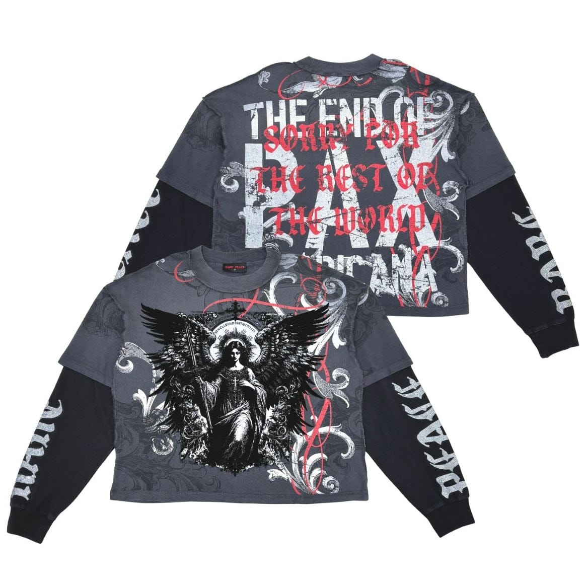 Rare Peace End of Pax Americana Twofer w/ Flocking Tee (Dark Grey) RK5046