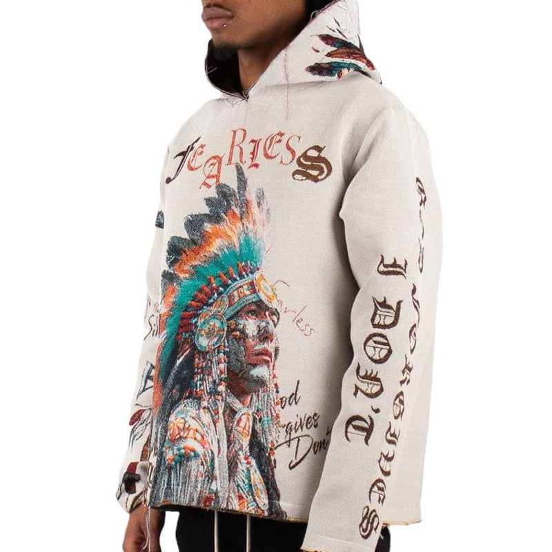 Majestik Apache Tapestry Jacquard Long Sleeve Hoodie (Cream) TH2411