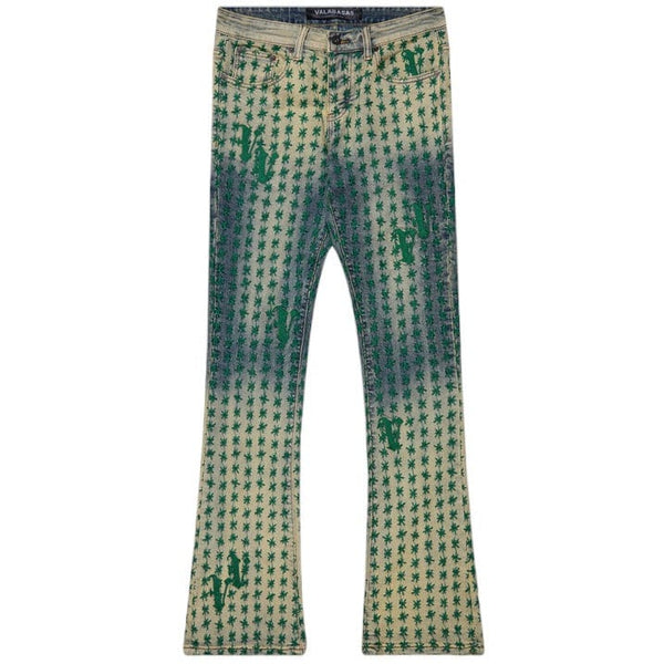 Valabasas Asterisk Stacked Flare Jean (Blue/Green) VLBS1101623