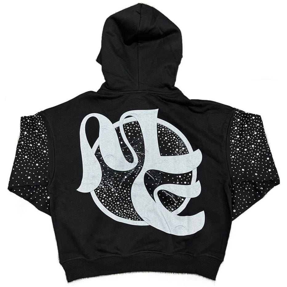 Mixed Emotion Archer Rhinestone Hoodie (Black)