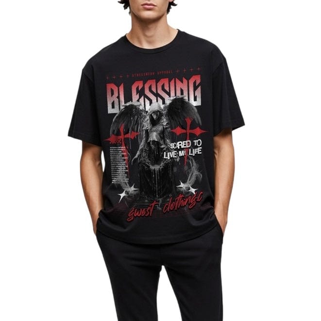 G West Rhinestone Blessing Tee (Black/Red/White) GWRHJMT9287