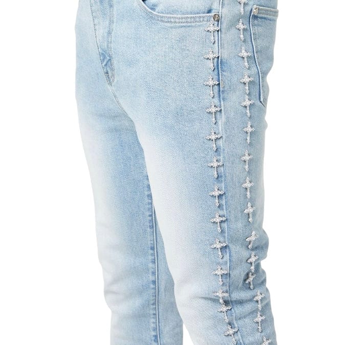 Guapi Crosses Embellished Denim (Vintage Blue)