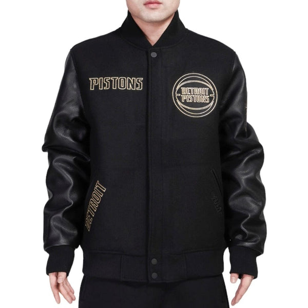 Pro Standard Detroit Pistons Black & Gold Varsity Jacket (Jet Black)