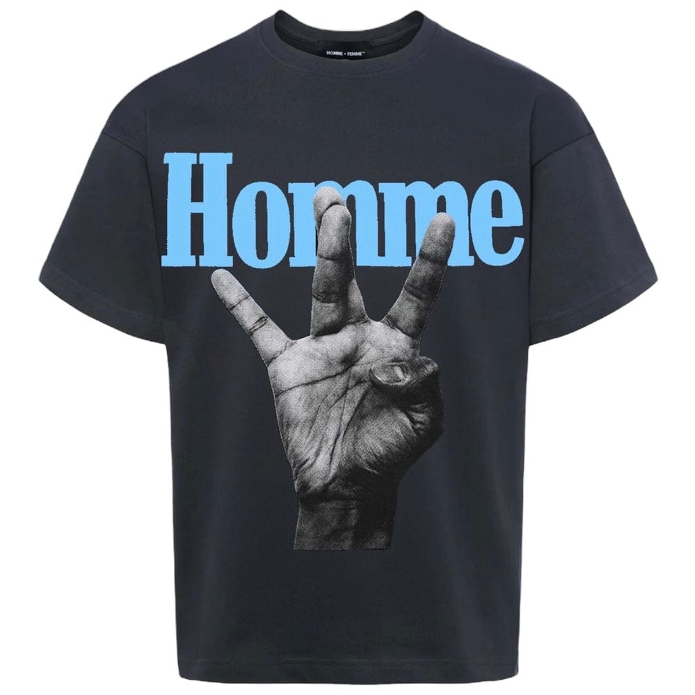 Homme Femme Twisted Fingers Tee (Black/Blue) ATONCE2311-11