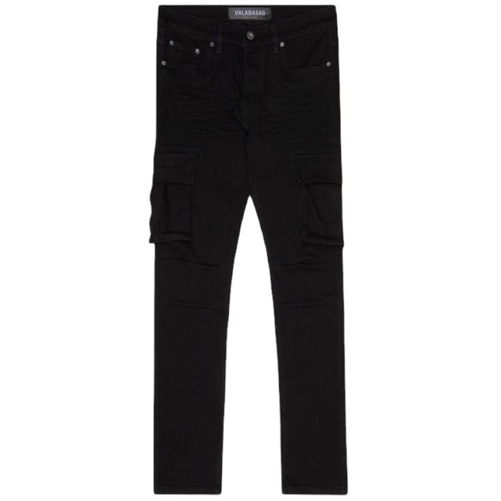 Valabasas "Broken" 4 Way Stretch Cargo Jean (Black) VLBS-VJ2-1013