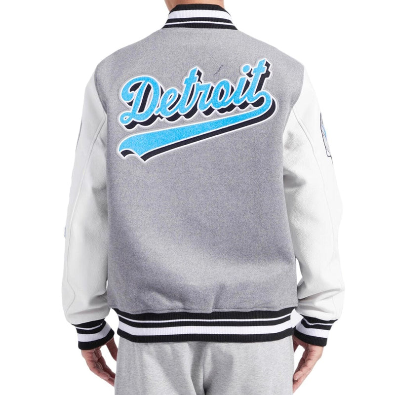 Pro Standard Detroit Lions Varsity Jacket (Heather Grey/White)