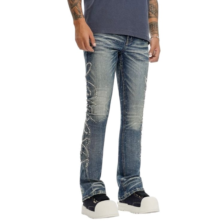 Valabasas Lattice Stacked Denim (Dark Blue) VLBS-VJ3-1030