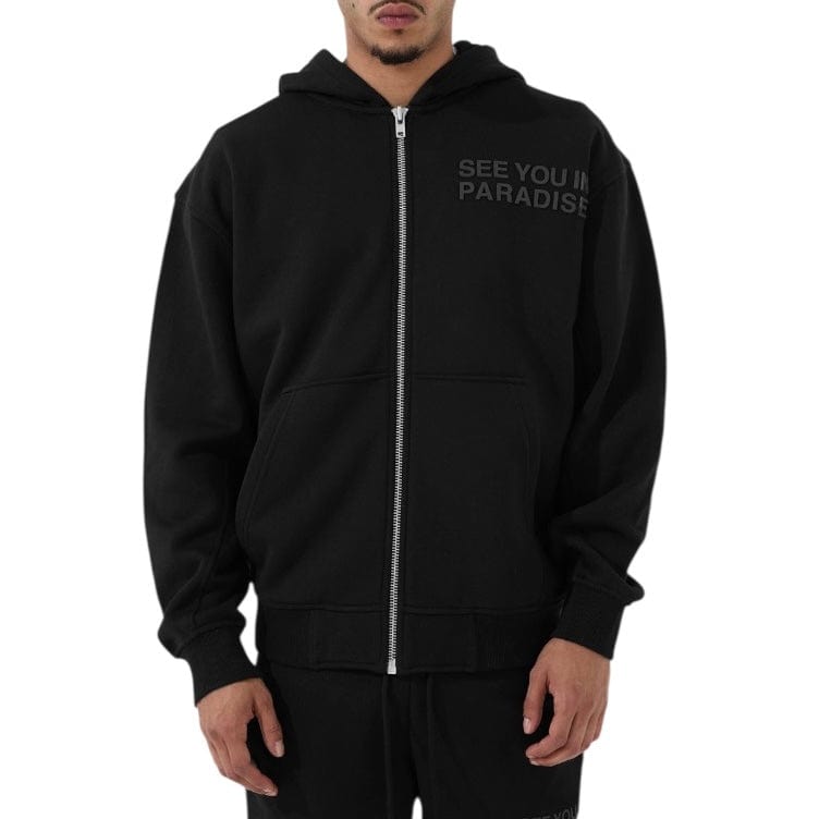 See You In Paradise Tonal Zip Up Hoodie (Black) 8863H