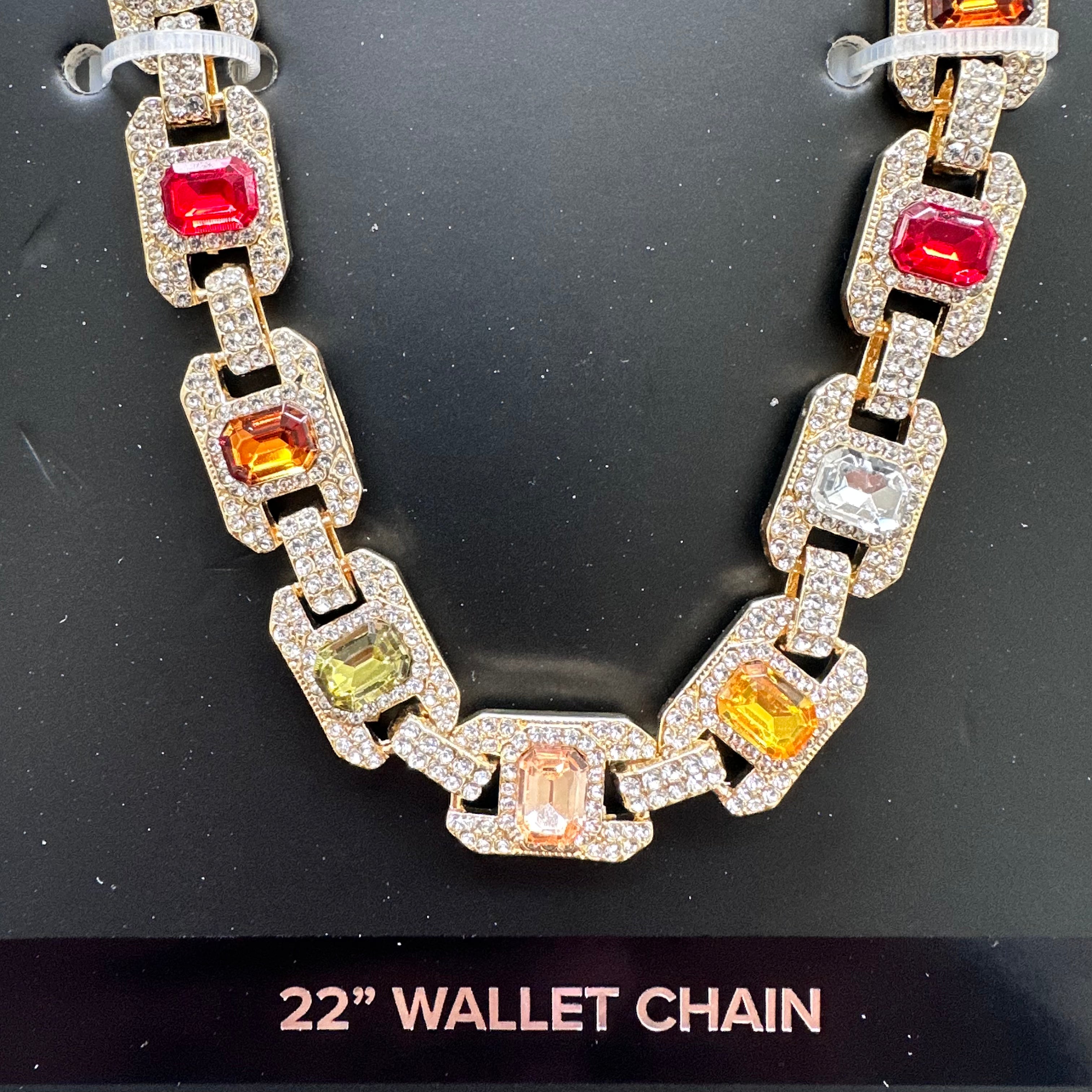 Jewelry Essentials Iced Gemstone Pant Chain (Gold) BKC-270G