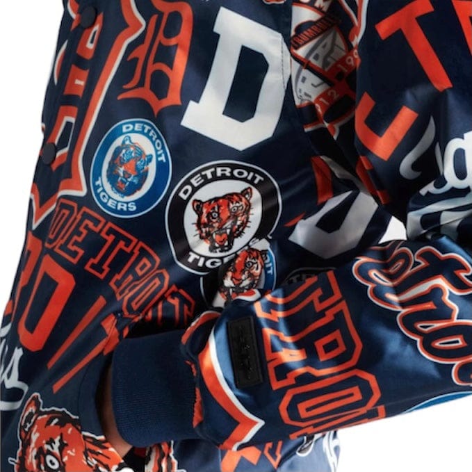 Pro Standard Detroit Tigers All Over Print Satin Jacket (Midnight Navy)