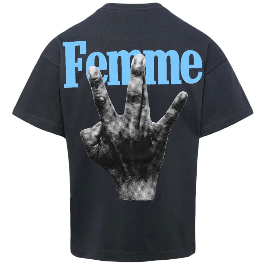 Homme Femme Twisted Fingers Tee (Black/Blue) ATONCE2311-11