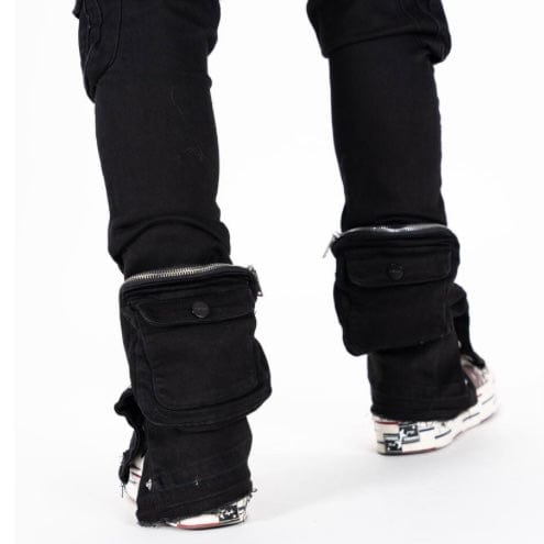 Pheelings "Journey To Greatness" Cargo Flare Stacked Denim (Jet Black)