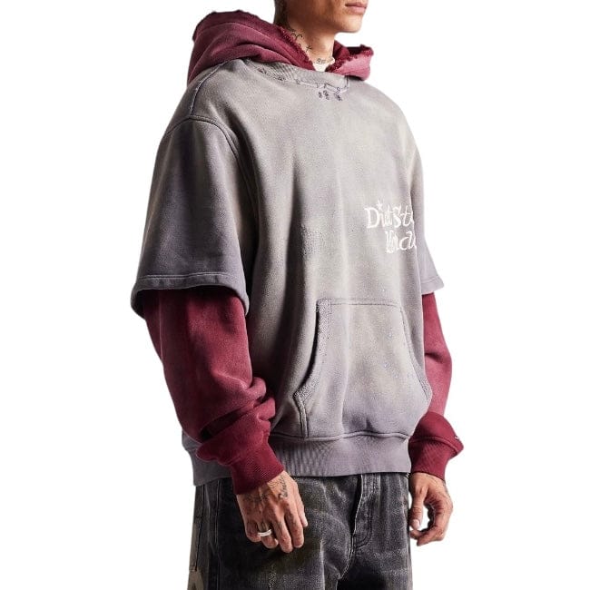 Diet Starts Monday Double Layer Hoodie (Washed Black/Maroon)