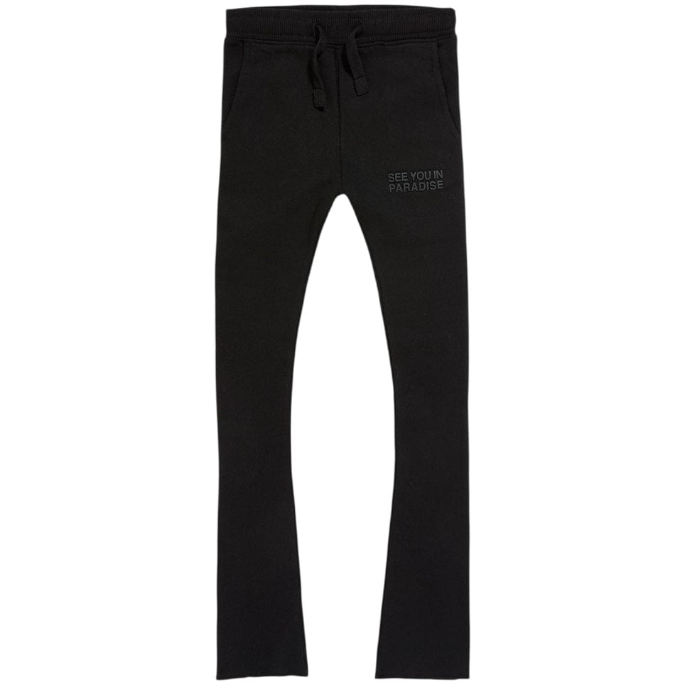 Kids See You In Paradise Tonal Stacked Sweatpants (Black) 8899LK