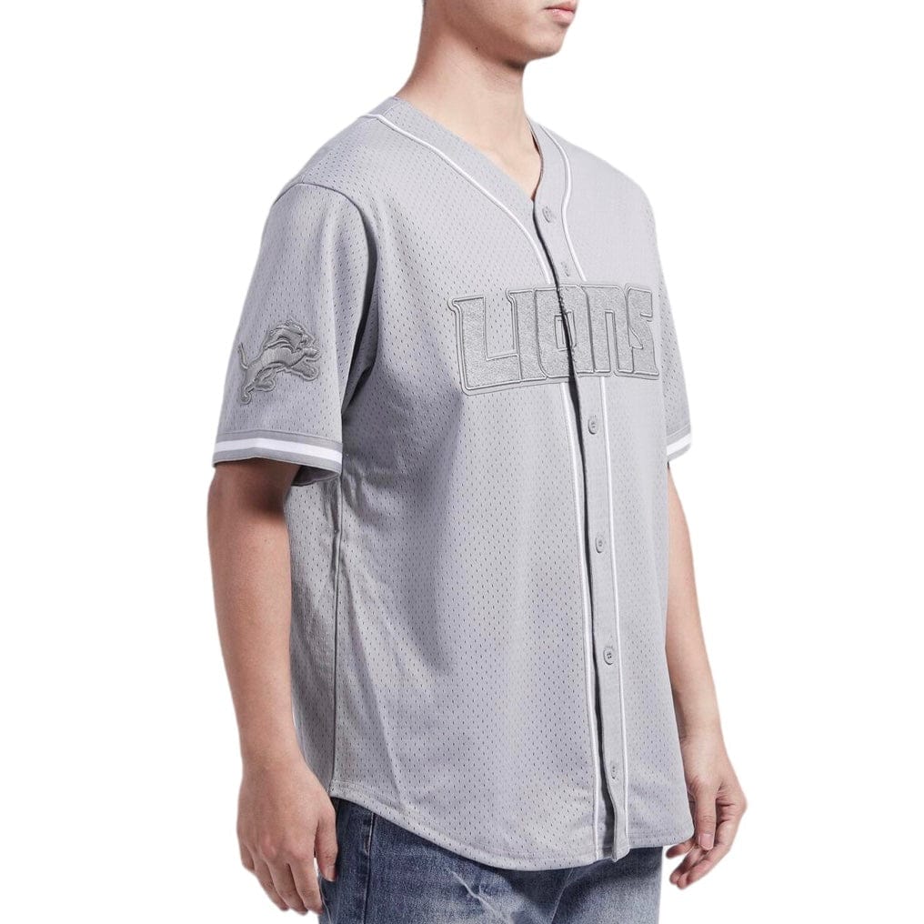 Pro Standard Detroit Lions Triple Tonal Mesh Button Down Shirt (Gray)