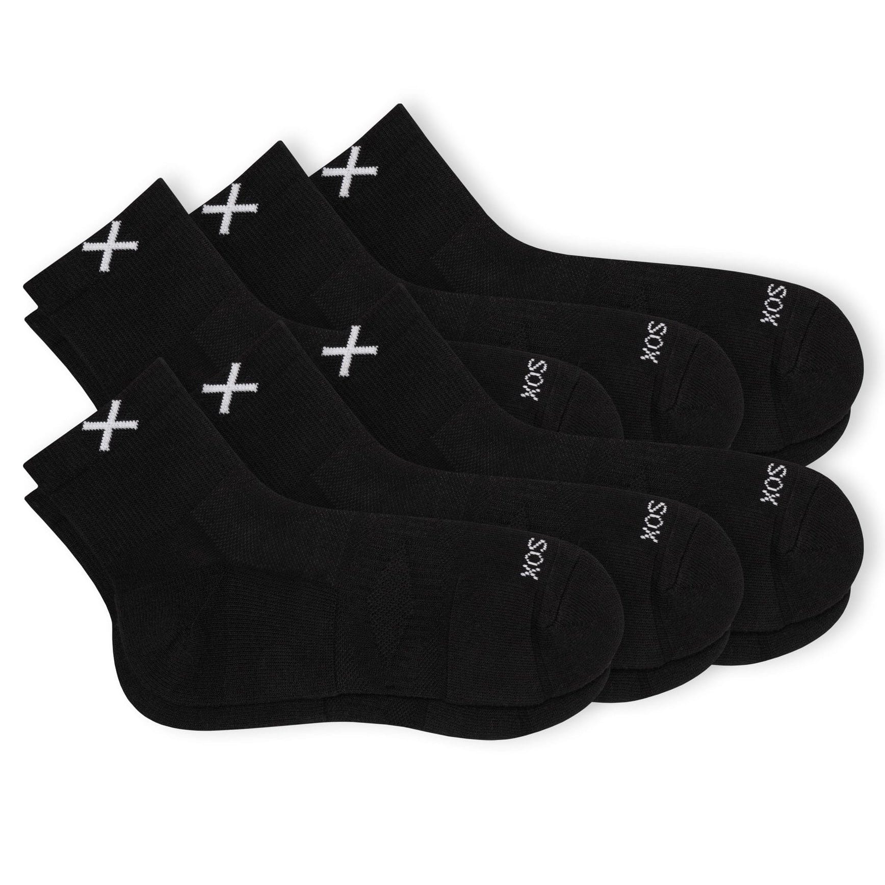 Odd Sox Basix Quarter Socks (Black) 6-Pack