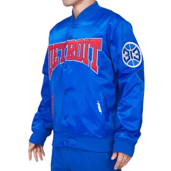 Pro Standard Detroit Pistons Crest Emblem Satin Jacket (Royal Blue)
