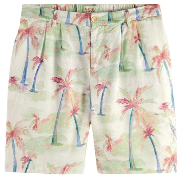 Scotch & Soda Printed Pleated Bermuda Shorts (Palmtree Hawaii Aop) 175784