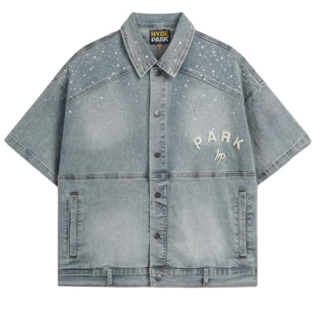 Hyde Park Studded Park Denim Work Shirt (Blue)