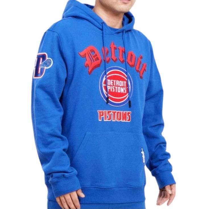 Pro Standard Detroit Piston Old English Fleece Pullover Hoodie (Royal Blue)