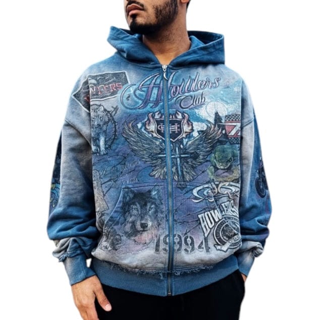 Howlers Club Night Magic Zip Hoodie (Navy Sun Fade)