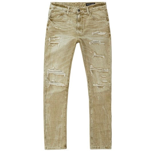 Smoke Rise Rip & Repaired Color Jeans (Light Oak) JP23532