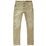 Smoke Rise Rip & Repaired Color Jeans (Light Oak) JP23532