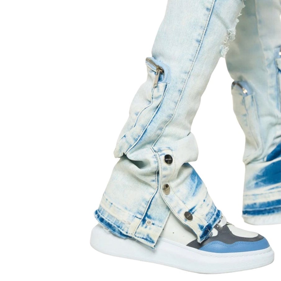 Pheelings "Journey To Greatness" Cargo Flare Stacked Denim (Light Blue)