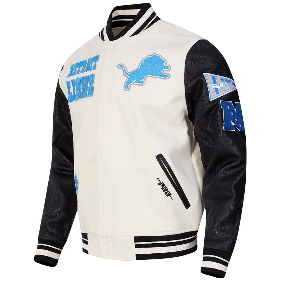 Pro Standard NFL Detroit Lions Retro Classic Varsity Jacket (Eggshell/Black)