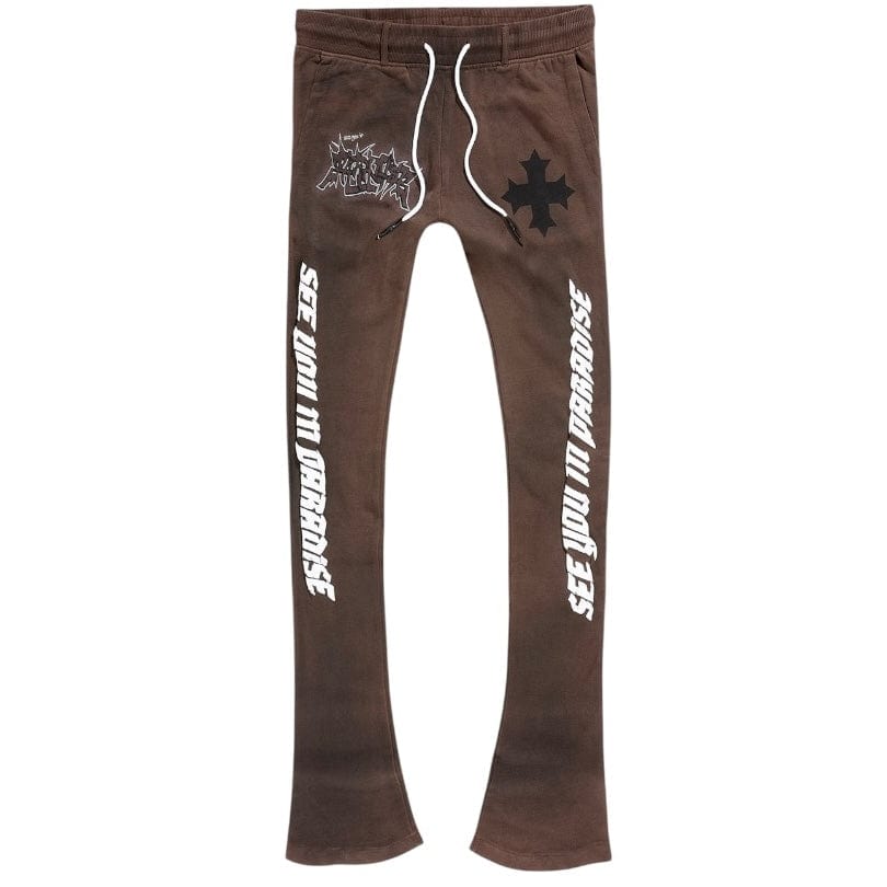 See You In Paradise The Reaper Stacked Sweatpants (Brown) 8641L