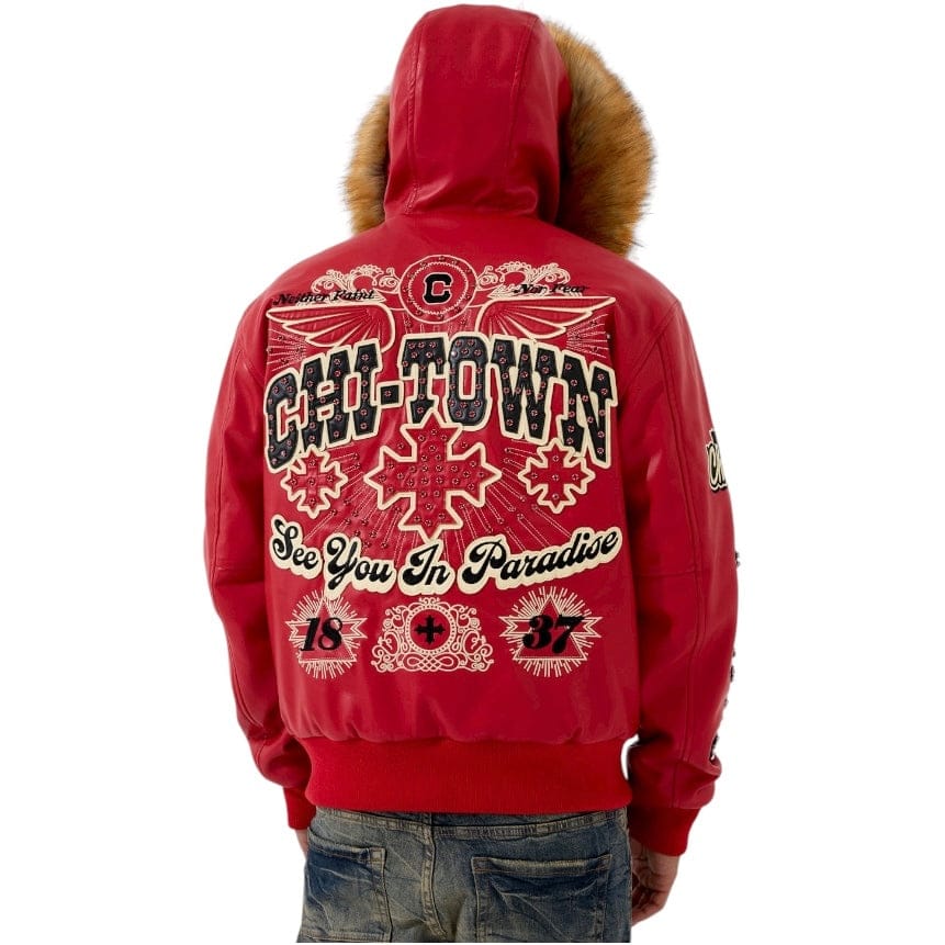 See You In Paradise Windy City Hooded Bomber Jacket (Red) 91748