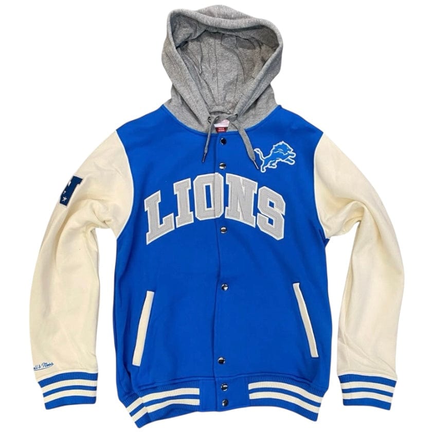 Mitchell & Ness NFL Lions Courtside Fleece Vintage Hooded Jacket (Blue)