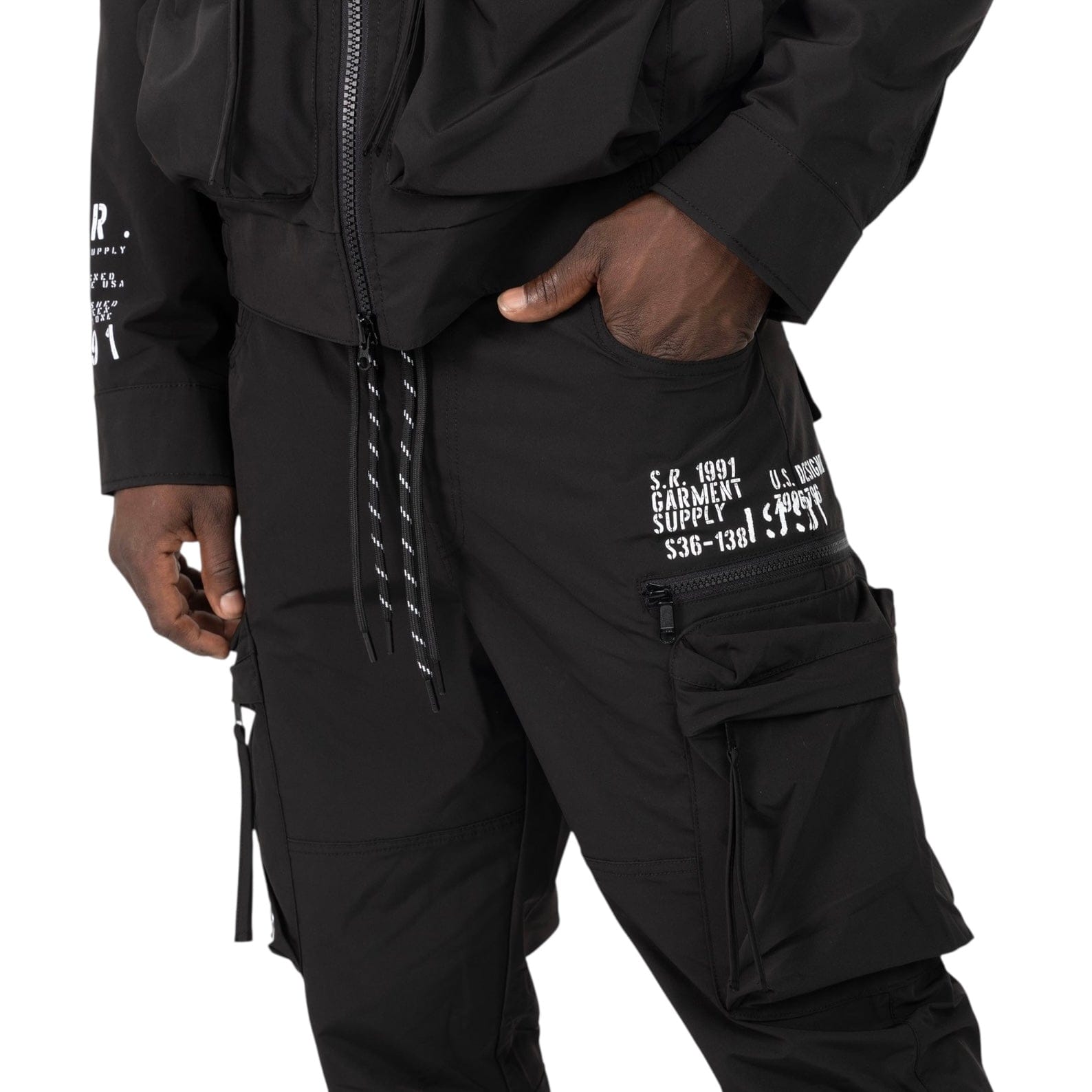Smoke Wise Utility Windbreaker Set (Black)