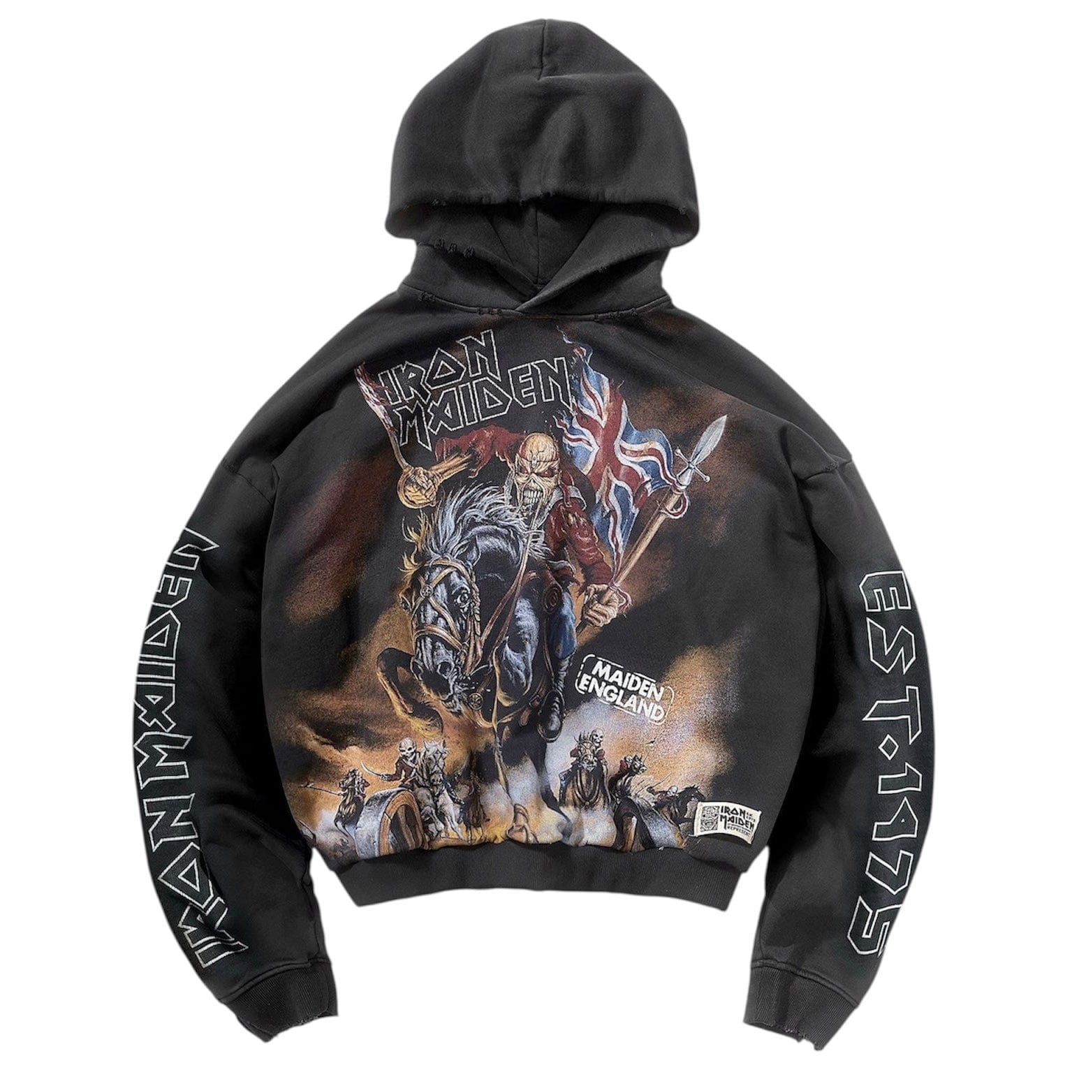 Represent X Iron Maiden Steed Hoodie (Stained Black)