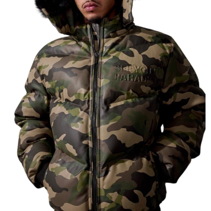 See You In Paradise The Wild One Camo Puffer Jacket (Vintage Camo) 91665C