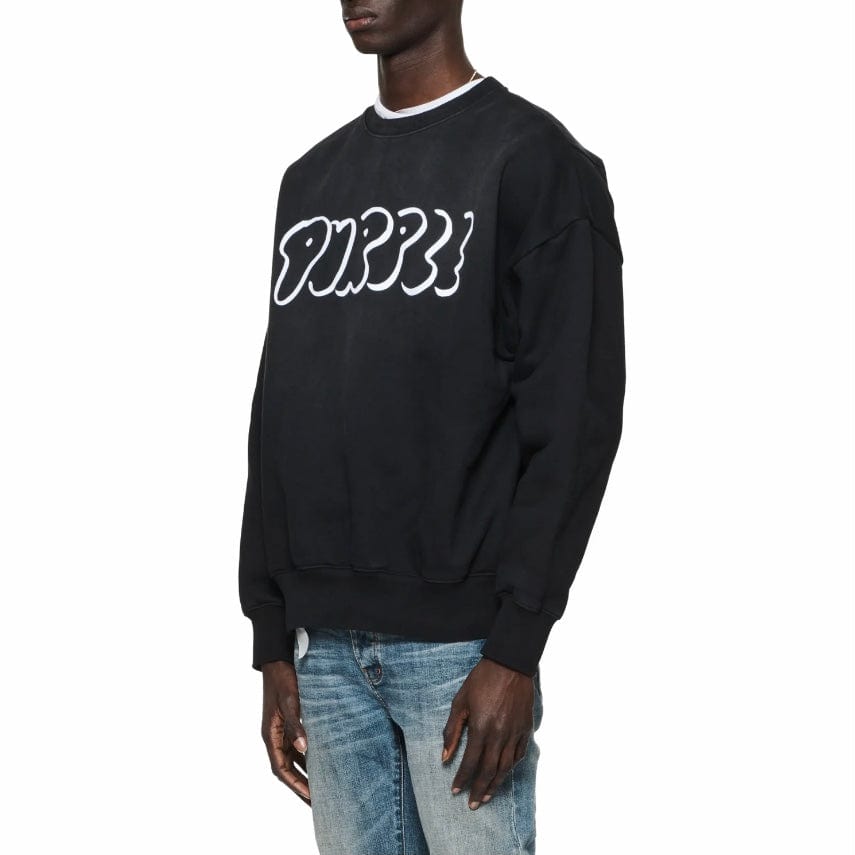 Purple Brand Outline Hwt Fleece Crewneck (Black) P402-HBBO124