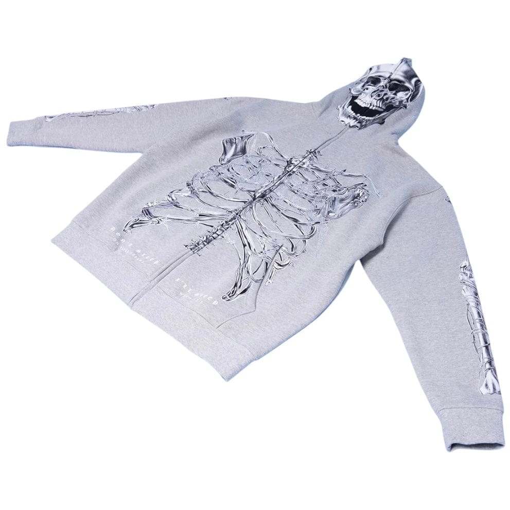 Hasta Muerte T2 Skull Zip Hoodie (Heather Grey)