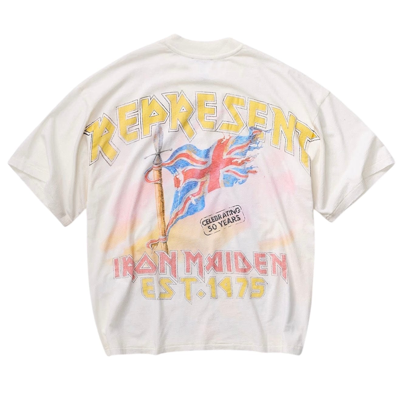 Represent X Iron Maiden Steed T Shirt (Flat White)