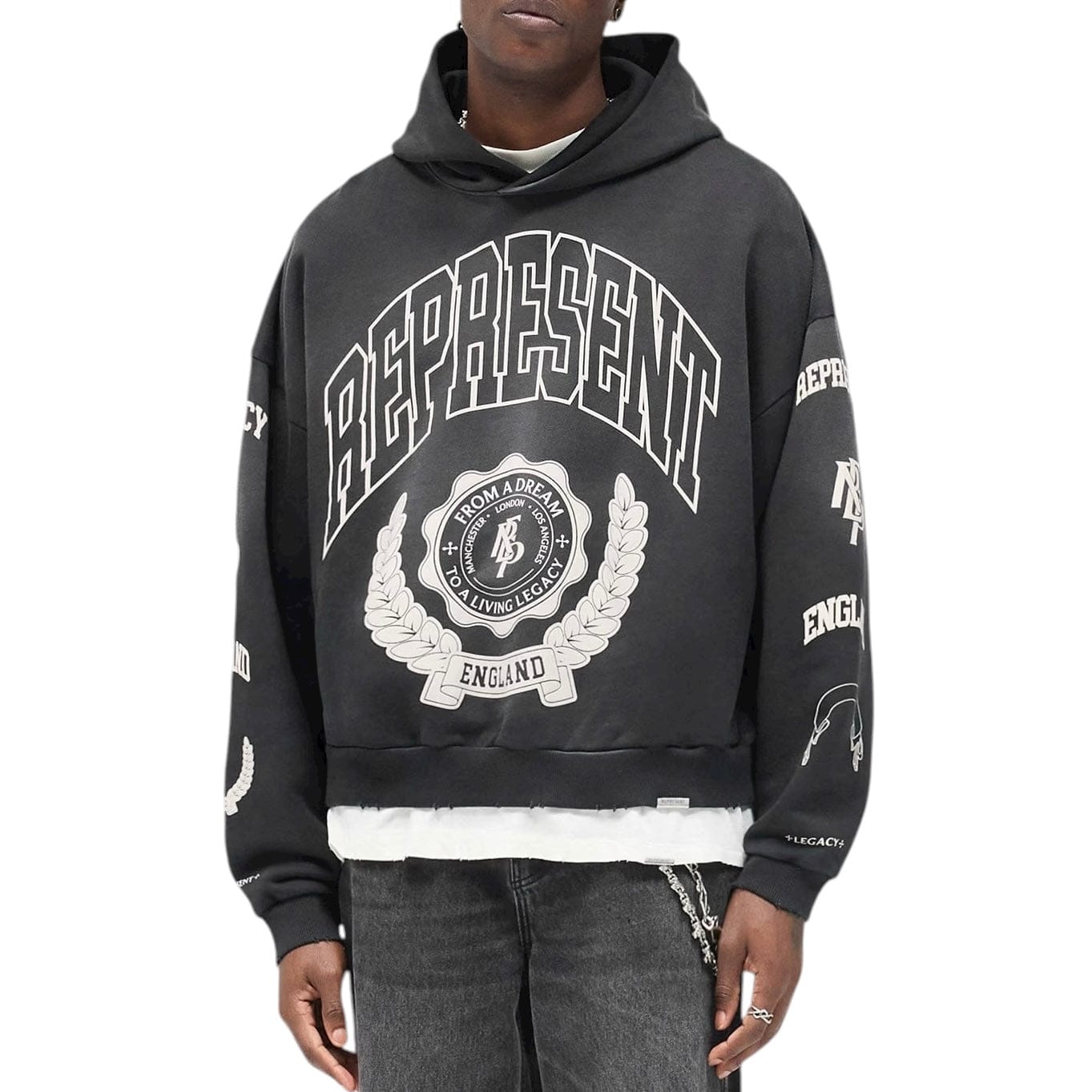 Represent Legacy Crest Hoodie (Stained Black) MLM100372-04
