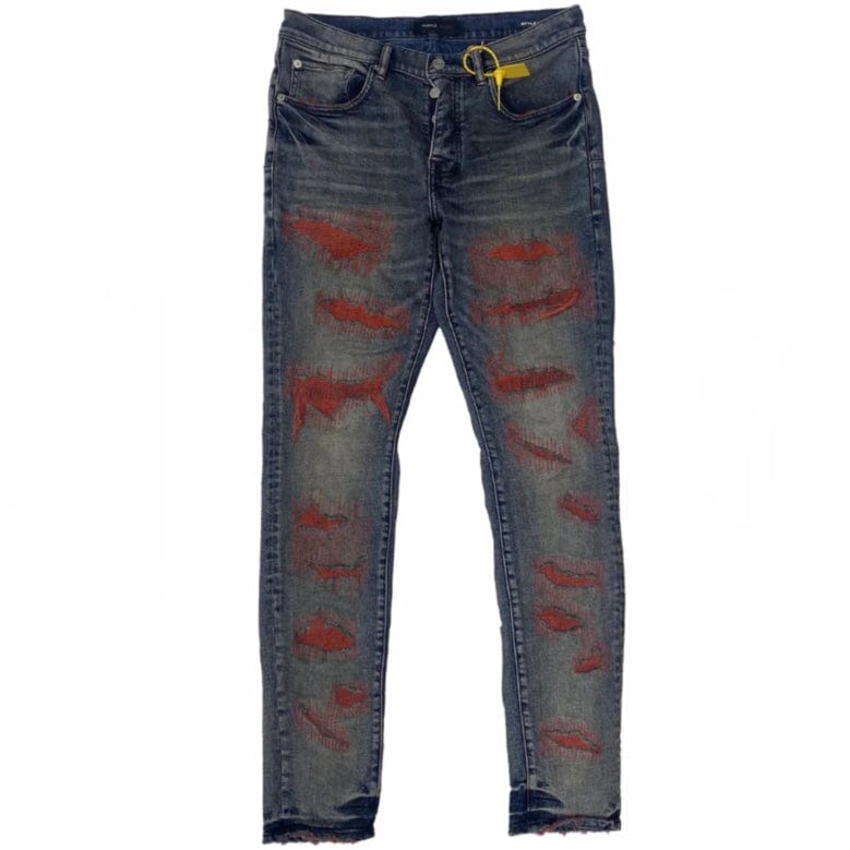 Purple Brand Red Weft Blowout Denim (Mid Indigo) P001-MRWB423