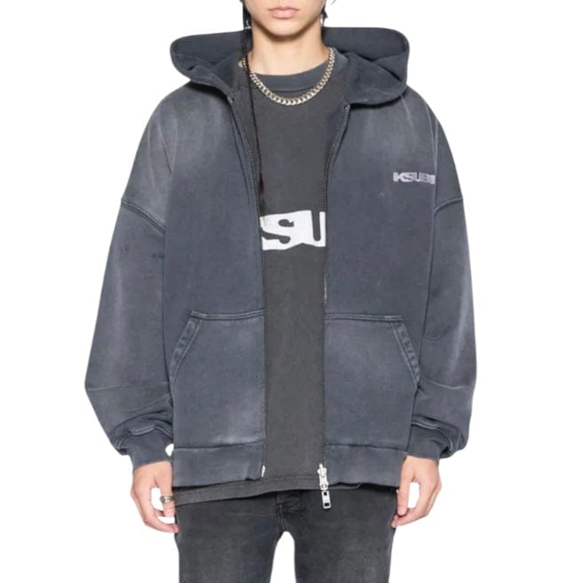 Ksubi Ace Ekcess Zip Thru Hoodie (Charcoal) MFA25FL002
