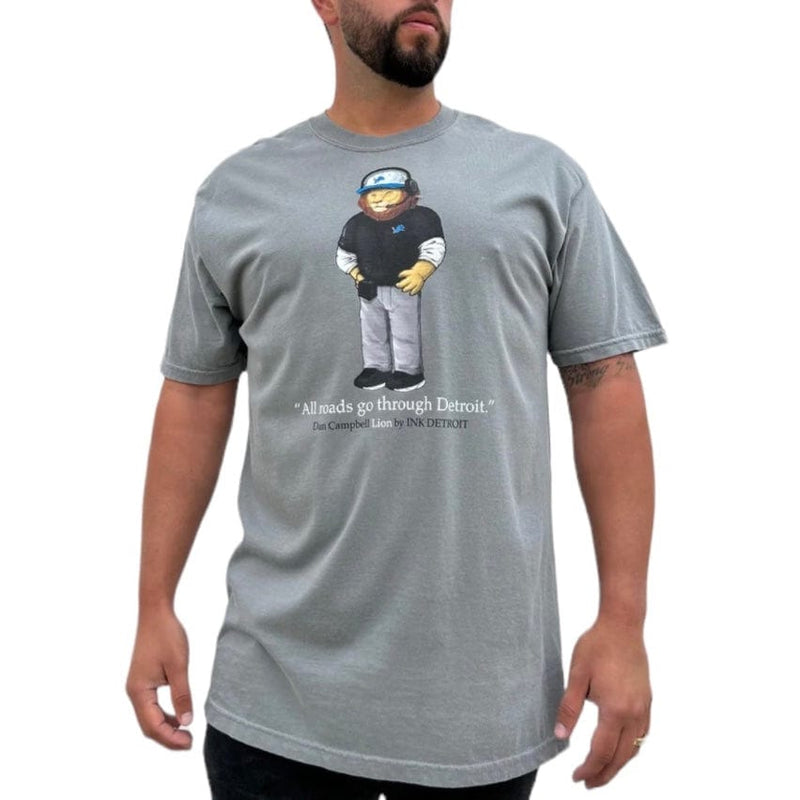 Ink Detroit Dan Campbell Lion T-Shirt (Pigment Dyed Grey) 9511