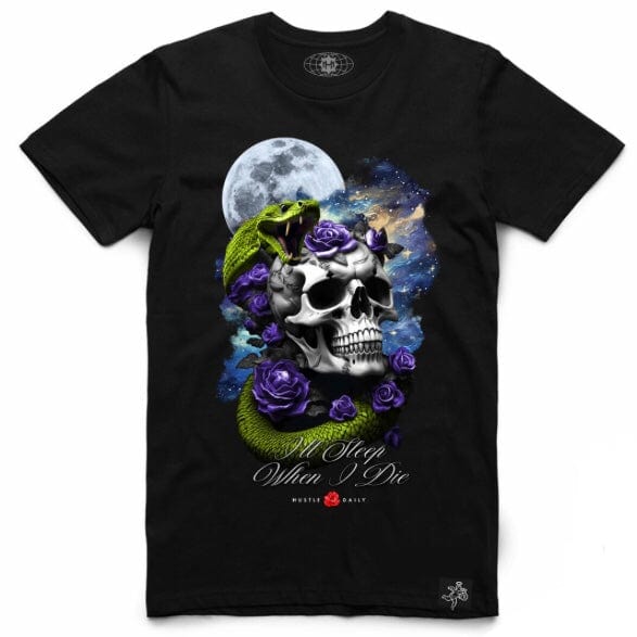 Hasta Muerte Hustle Daily Snake Skull T Shirt (Black)