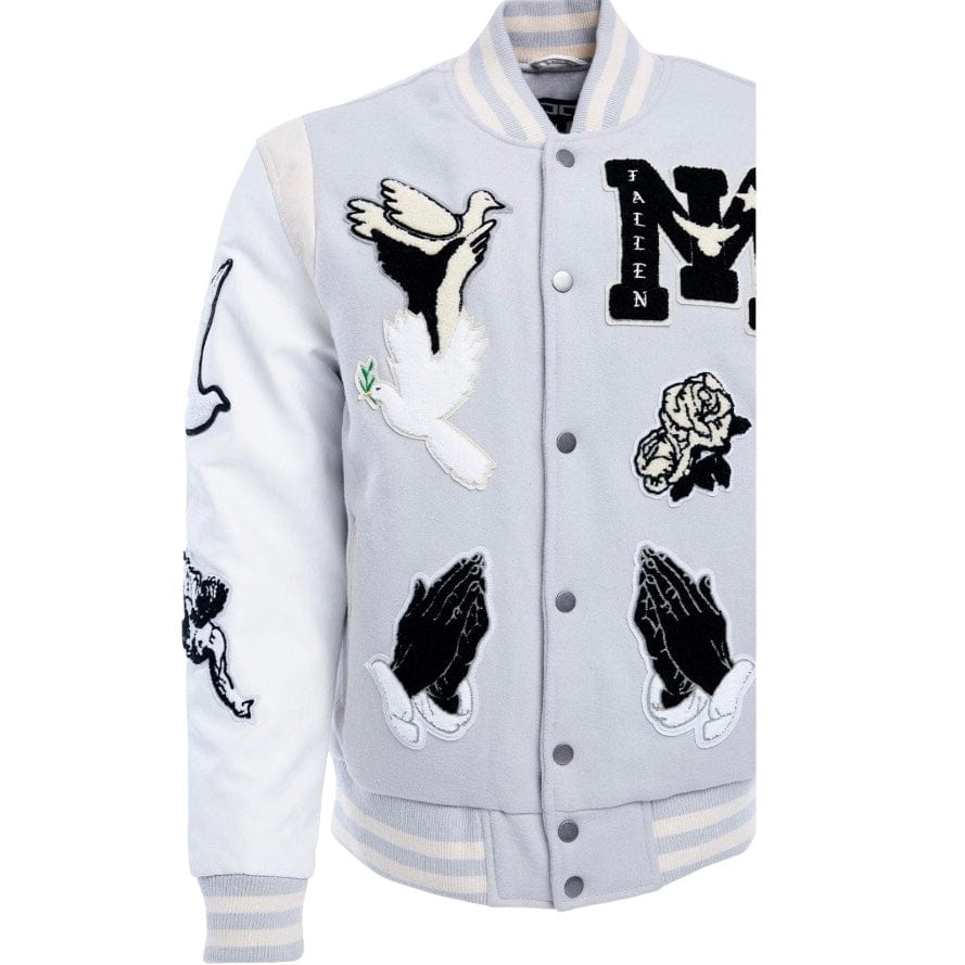 Jordan Craig Fallen Angels Varsity Jacket (Light Grey) 91647