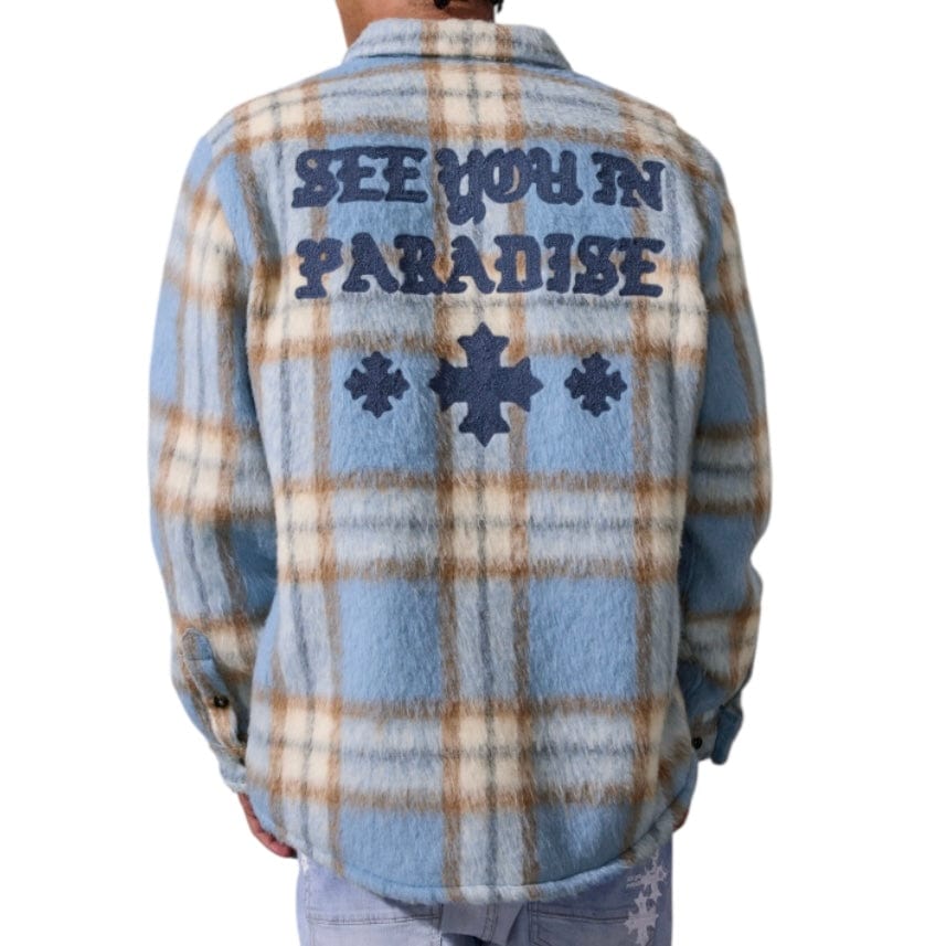 See You In Paradise Embroidered Shacket (Carolina Blue) 2570